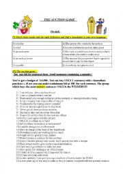 English Worksheet: Auction game