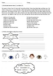 English Worksheet: Physical appearance test
