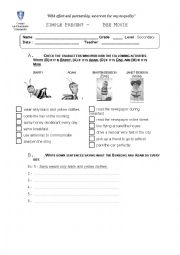 English worksheet: movie segment see simple present