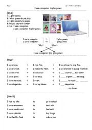 English Worksheet: I use a computer to play games