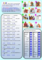 English Worksheet: FOR, SINCE AND AGO