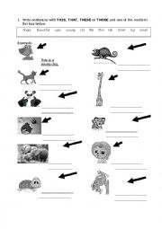 English Worksheet: Demonstratives + Adjectives