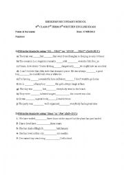 English Worksheet: 8th grade exam