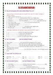 English Worksheet: review exercises