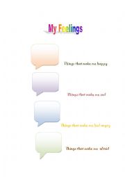 English worksheet: My feelings