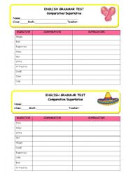 English Worksheet: Mini Test - Comparative/Superlative