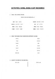 English worksheet: BANG, BANG (CLIFF RICHARDS)