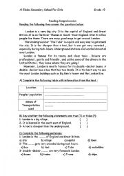 English Worksheet: reading