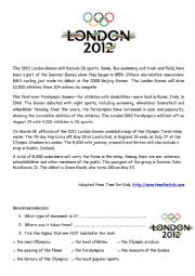 English Worksheet: The London Olympic Games