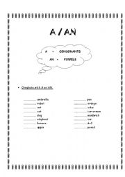 English Worksheet: A or an?