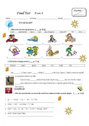 English Worksheet: Final test Form 4