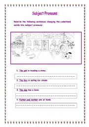 English Worksheet: Subject Pronouns