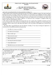 English Worksheet: ANATOLIAN HIGH SCHOOL  2011- 2012  EDUCATONAL YEAR 2nd  TERM 3rd  ENGLISH  EXAMINATION For Class 9 