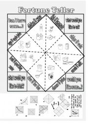 English Worksheet: food fortune teller