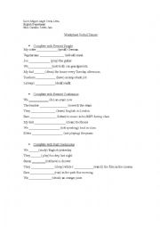 English worksheet: Verb Tenses. Past and Present