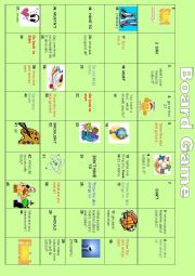 English Worksheet: board game: modals, school subjects