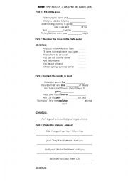 English Worksheet: Song: Youve got a friend