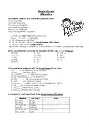 English Worksheet: Simple Present Affirmative