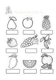 English Worksheet: My favorite fruit is...
