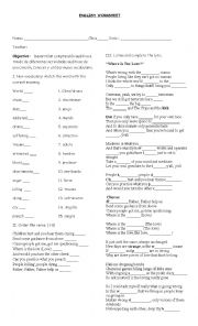 English Worksheet: where is the love