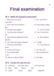 English Worksheet: examination 