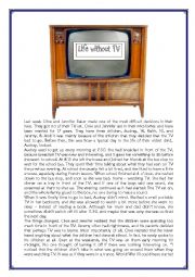 English Worksheet: Life without TV