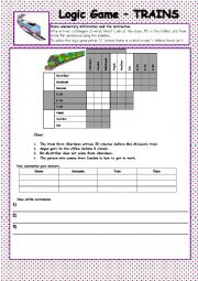 English Worksheet: Logic Game TRAINS