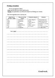 English Worksheet: writing about school