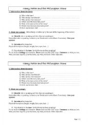 English worksheet: Harry Potter and the philosophers stone