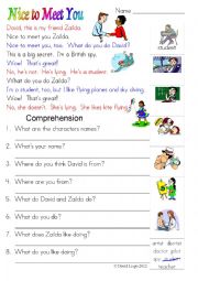 English Worksheet: Nice to meet you: colour and grayscale