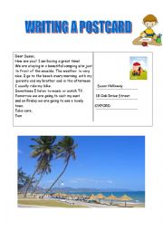 English Worksheet: Writing a postcard