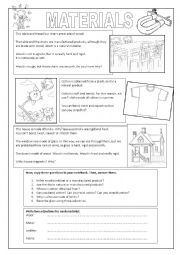 English Worksheet: Materials + Adjectives