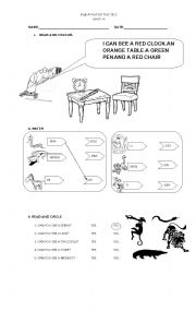 English worksheet: ANIMALS AND SCHOOL OBJECTS