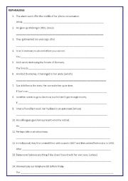 English Worksheet: Rephrasing