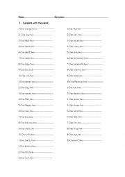 English Worksheet: Plurals