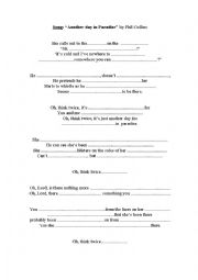 English Worksheet: Song: Another day in Paradise