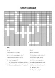 English Worksheet: Crossword Puzzle JOBS