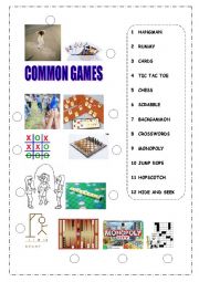 English Worksheet: games