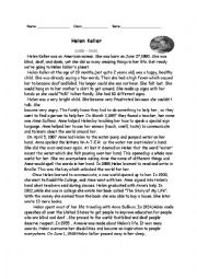 English Worksheet: Biography of Helen Keller