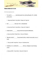 English Worksheet: 4. Phrasal Verbs Keep Let Look