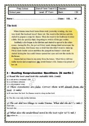 English Worksheet: End-Of-Term Test N�3 8th Form