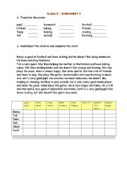 English Worksheet: CLASS 5  WORKSHEET : Like and dont like