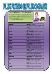 English Worksheet: cognates