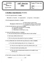 English Worksheet: Bac Blanc2008