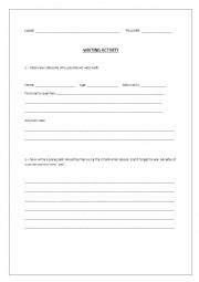 English Worksheet: Writing Activity