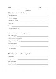 English worksheet: Present simple verb To be