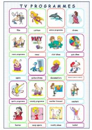 English Worksheet: TV Programmes (Picture Dictionary)