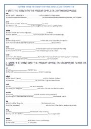 English Worksheet: Present Simple and Continuous Active and Passive