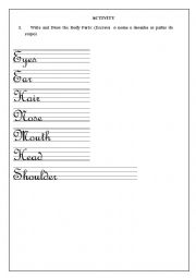 English worksheet: body parts music