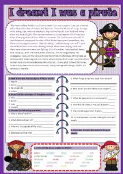 English Worksheet: I dreamt I was a pirate